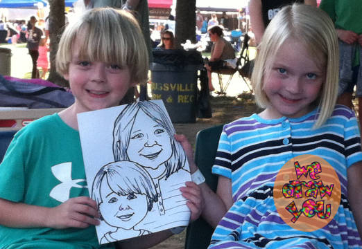 Live caricatures at parties and events = fun entertainment and party favors!